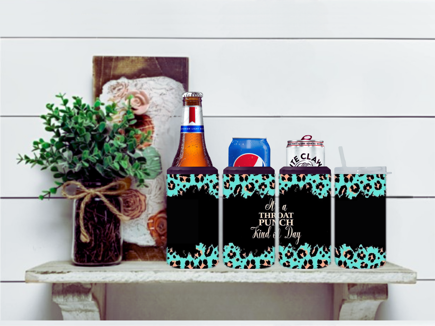 Throat Punch Kinda Day 4 in 1 Koozie Can Cooler