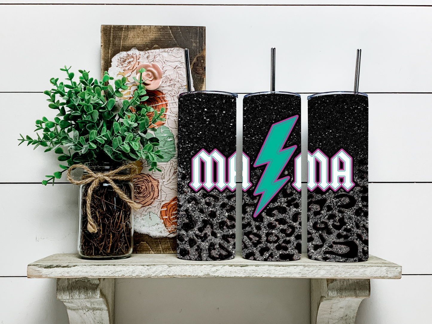 Silver & Black Leopard Mama Tumbler