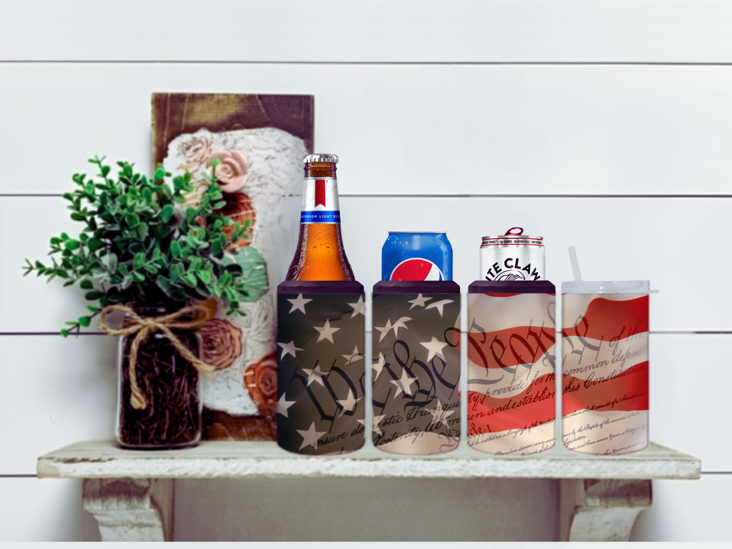 We The People Flag 4 in 1 Koozie Can Cooler