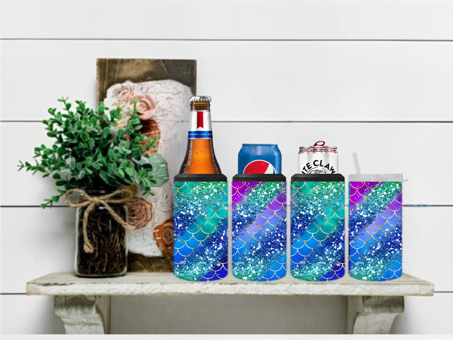 Mermaid Glitter 4 in 1 Koozie