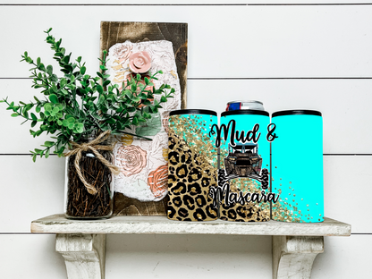 Mud & Mascara Turquoise Glitter Skinny Koozie Can Cooler