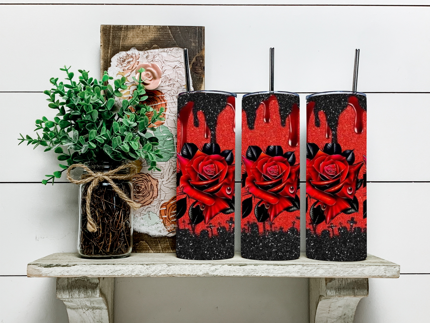 Red Roses Skinny Tumbler