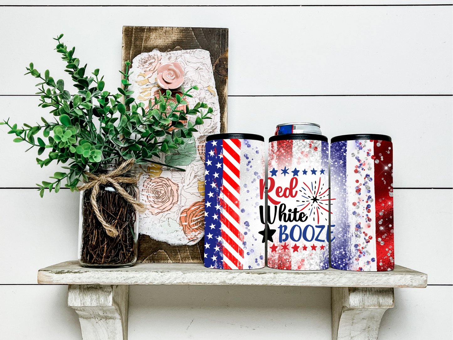 Red, White & B**ze Skinny Koozie Can Cooler