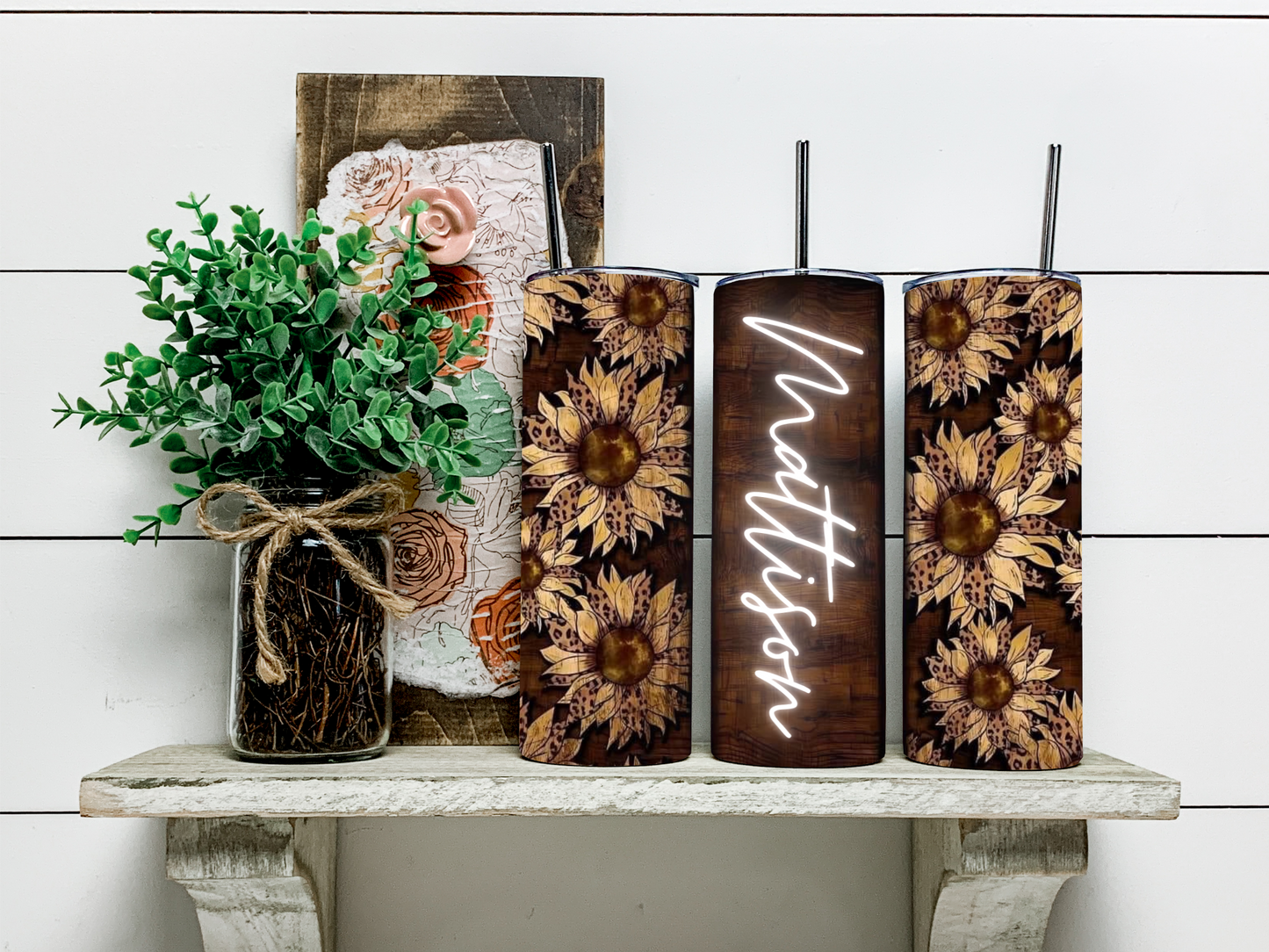 Western Sunflowers Skinny Tumbler